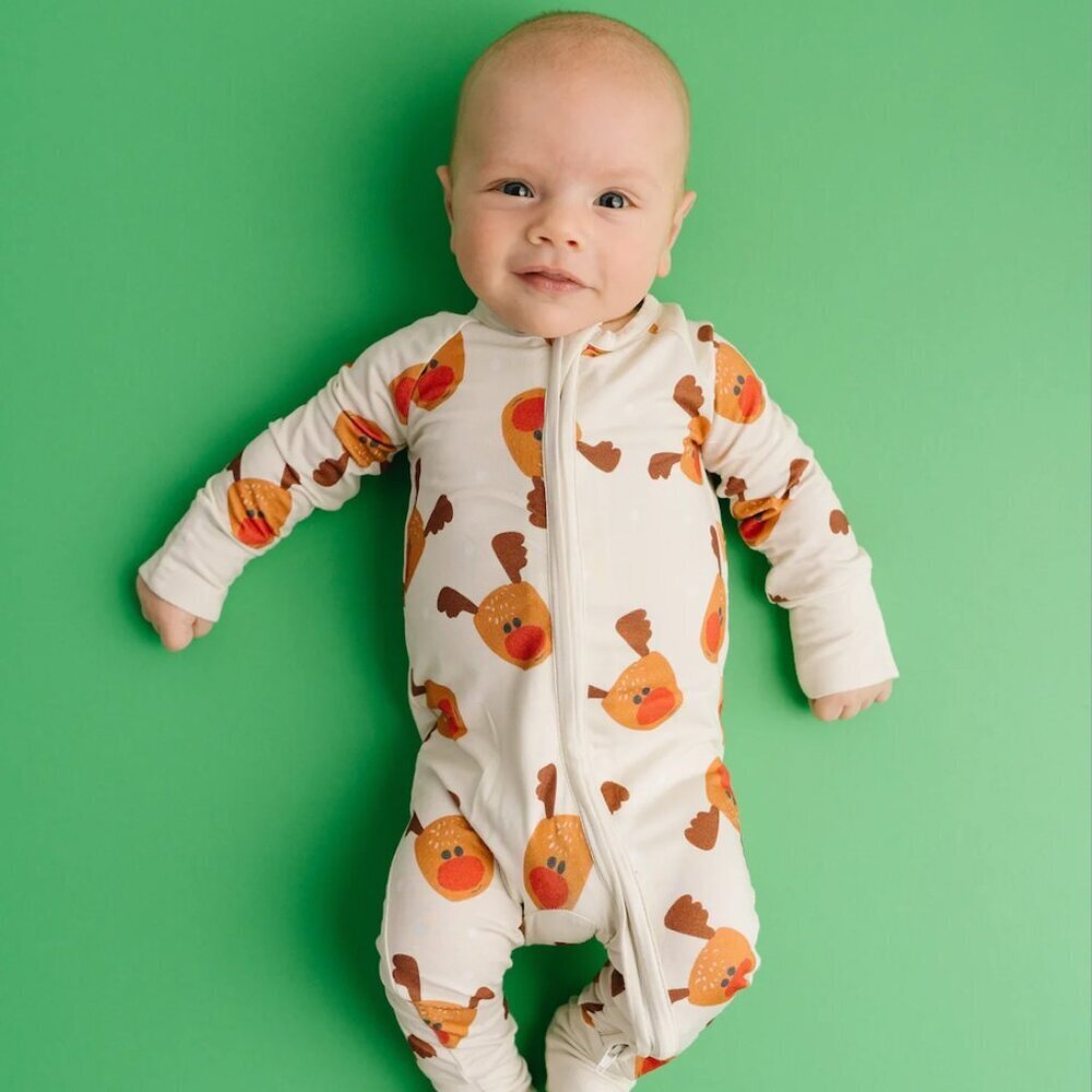 The Little One Shop Bamboo Zippy Reindeer 3-6 months Christmas red NWT